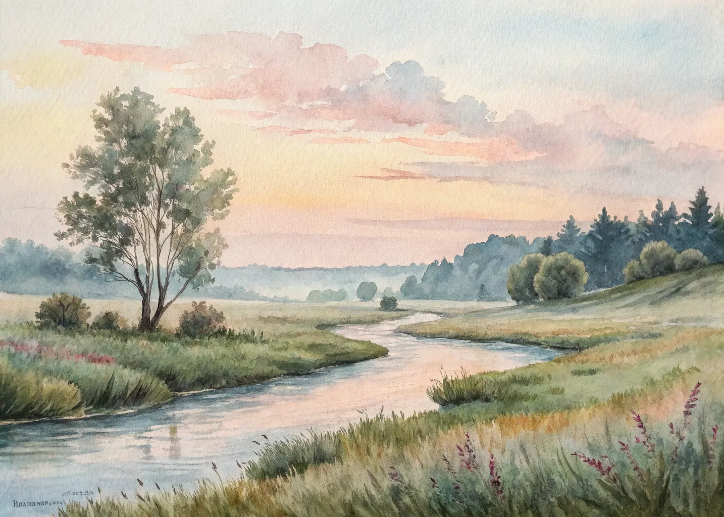 Técnica de acuarela sobre papel