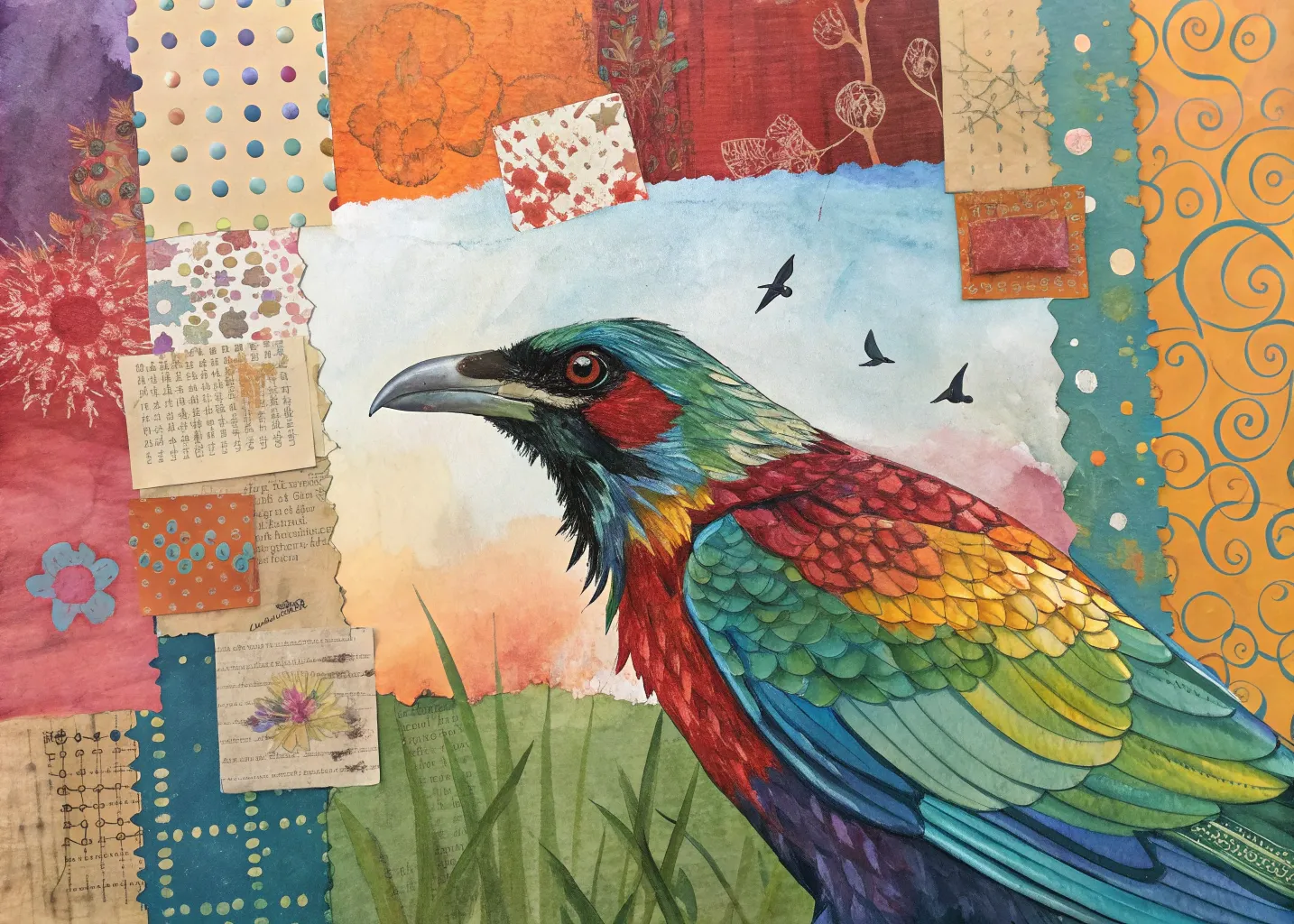 Técnica mixta con acrílicos y collage