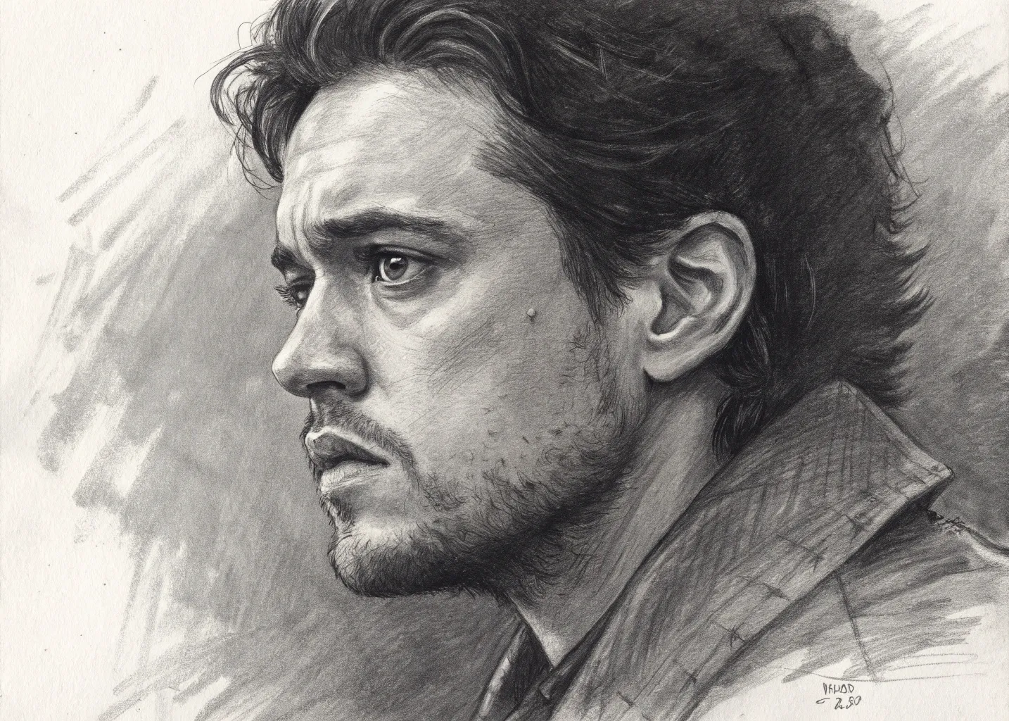 Retrato en carboncillo y grafito